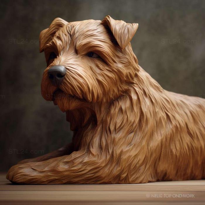Природа и животные (Сент-норфолк - терьер собака 1, NATURE_4009) 3D модель для ЧПУ станка