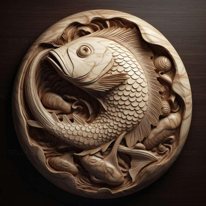 Природа и животные (Серповидная моллюскообразная рыба 2, NATURE_4018) 3D модель для ЧПУ станка