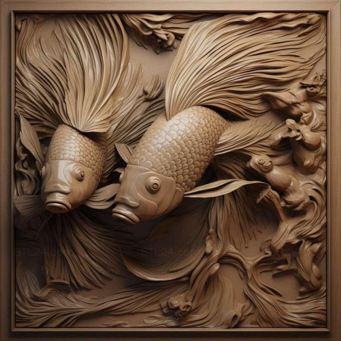 Природа и животные (Плакат с бойцовой рыбой fish 1, NATURE_4025) 3D модель для ЧПУ станка