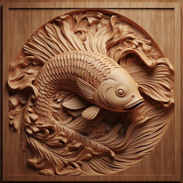 Nature and animals (st Poster fighting fish fish 4, NATURE_4028) 3D models for cnc