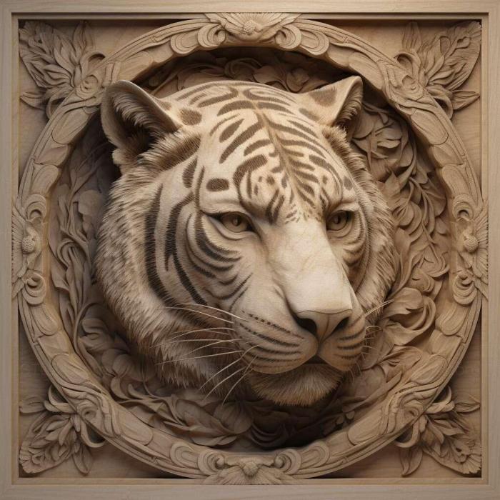 Nature and animals (st Panthera tigris tigris 2, NATURE_4050) 3D models for cnc