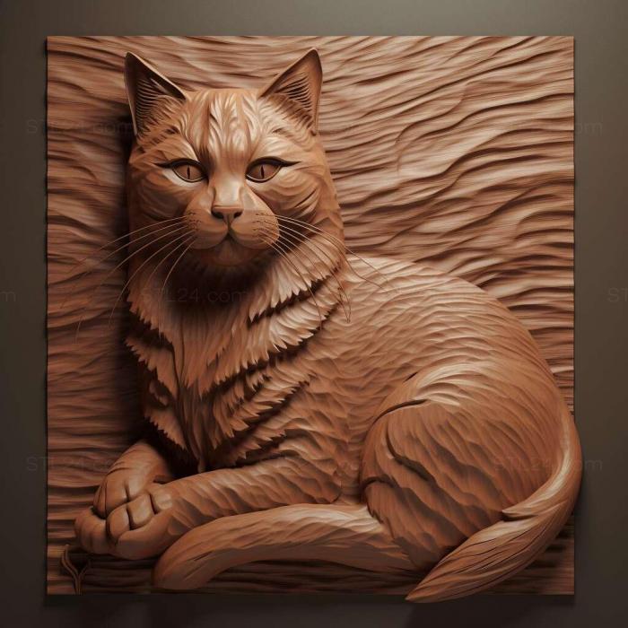 Природа и животные (Сент-Йоркский шоколадный кот 2, NATURE_4054) 3D модель для ЧПУ станка