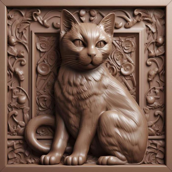 Природа и животные (Сент-Йоркский шоколадный кот 3, NATURE_4055) 3D модель для ЧПУ станка