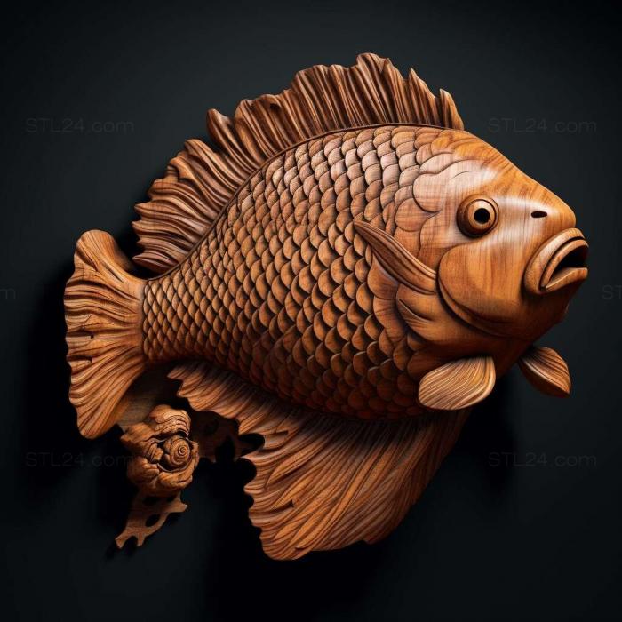 Nature and animals (st Lion headed ranchu fish 1, NATURE_4081) 3D models for cnc
