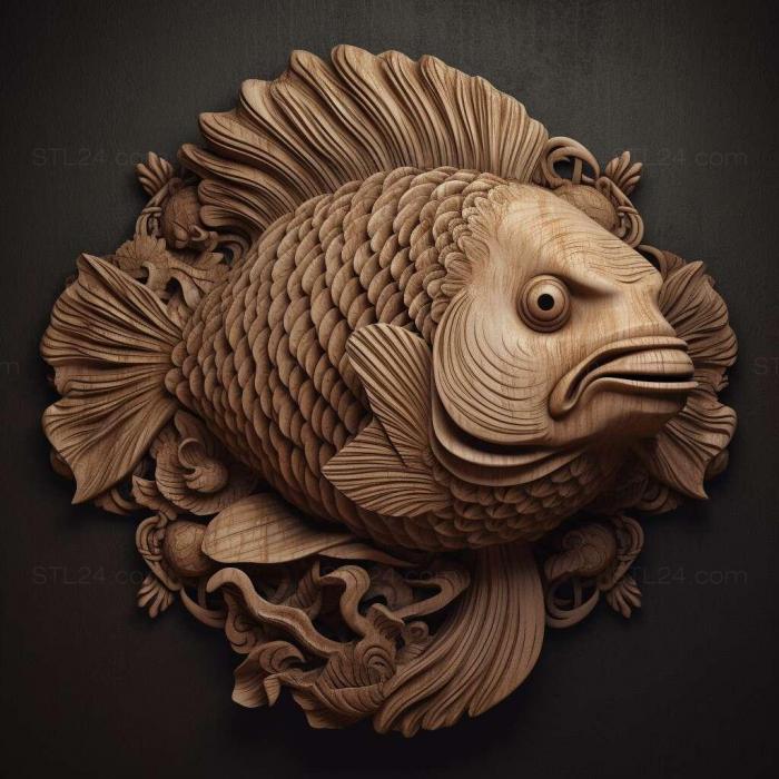 Nature and animals (st Lion headed ranchu fish 4, NATURE_4084) 3D models for cnc