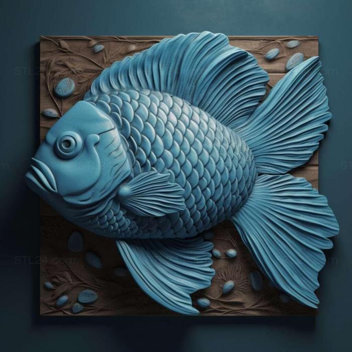 Природа и животные (Голубая рыба оранда 2, NATURE_4086) 3D модель для ЧПУ станка