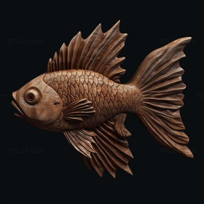 Природа и животные (Звездчатая рыба анциструс 4, NATURE_4104) 3D модель для ЧПУ станка