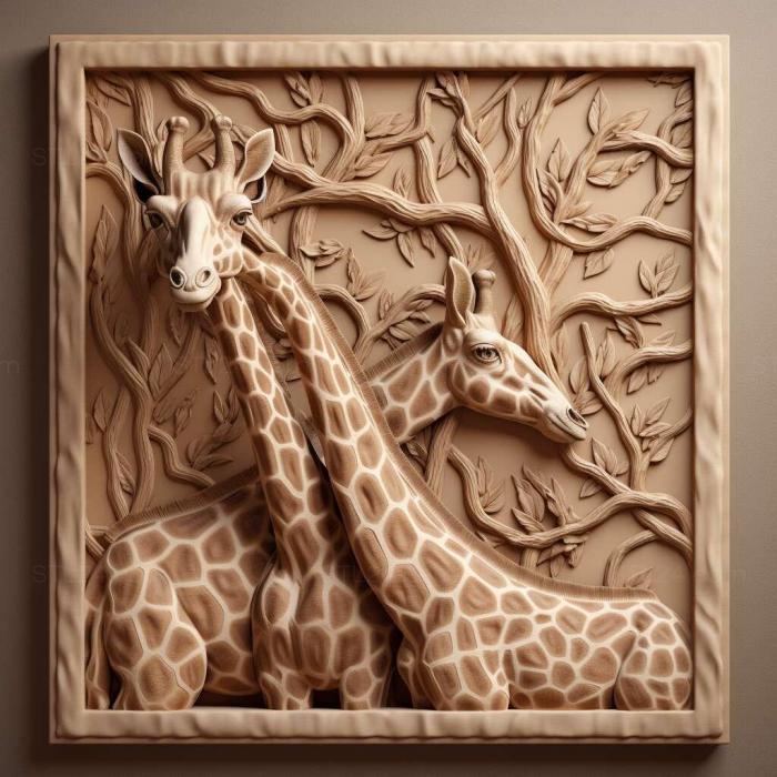 Природа и животные (Жирафа сиваленсис 4, NATURE_4136) 3D модель для ЧПУ станка