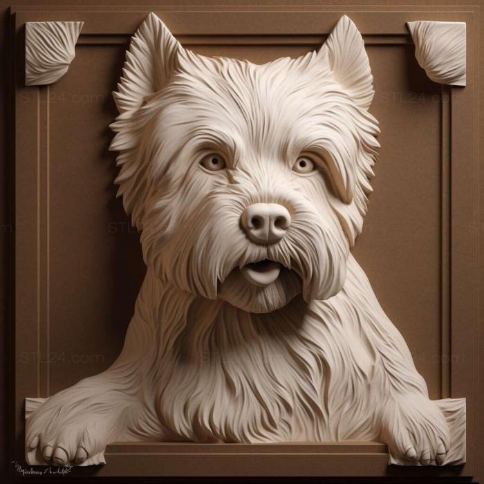 Nature and animals (West Highland White Terrier dog 1, NATURE_4229) 3D models for cnc