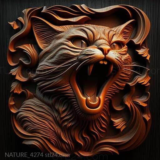 Природа и животные (Кошка ст Мяу знаменитое животное 2, NATURE_4274) 3D модель для ЧПУ станка