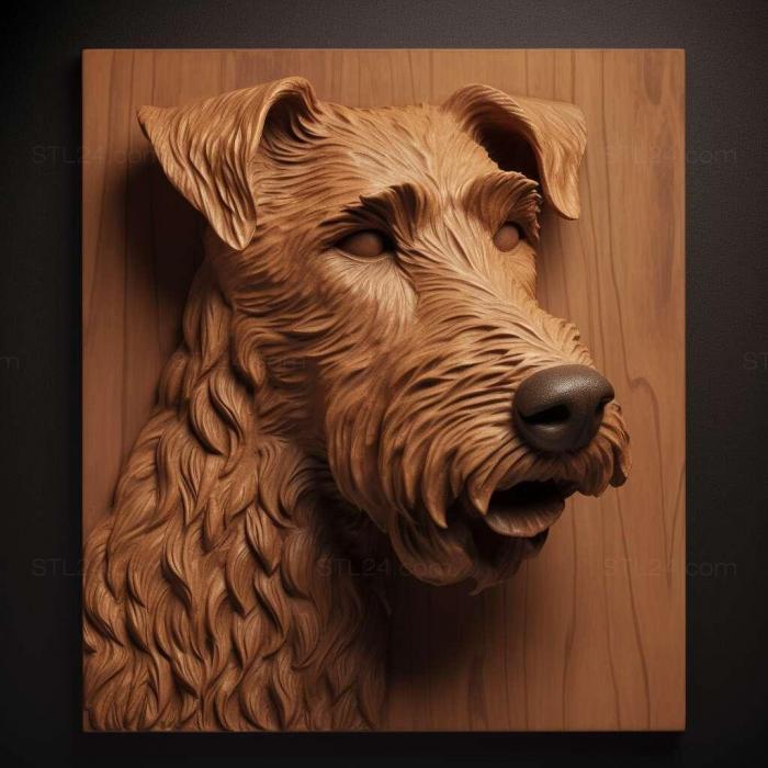 Природа и животные (Ирландский терьер собака 4, NATURE_4288) 3D модель для ЧПУ станка