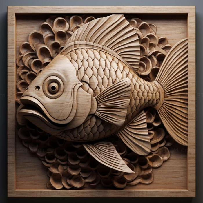 Nature and animals (Common scalar fish 3, NATURE_4307) 3D models for cnc