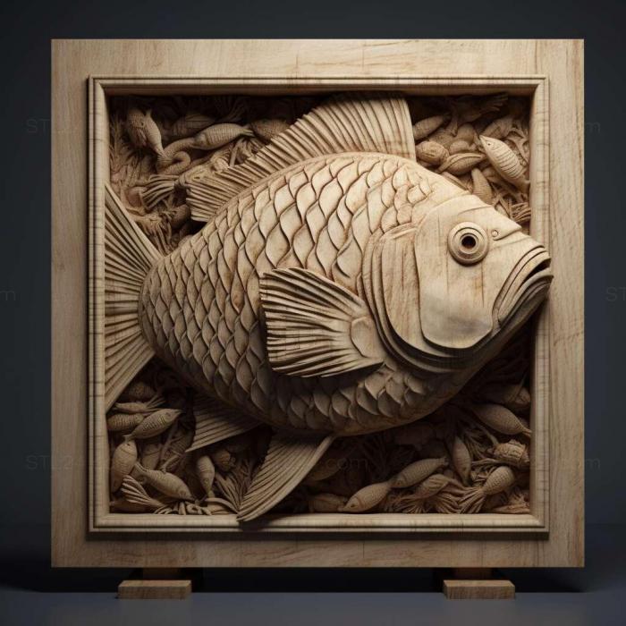 Nature and animals (Common scalar fish 4, NATURE_4308) 3D models for cnc