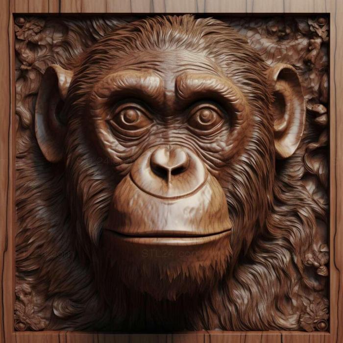 Nature and animals (st Nim Chimpsky famous animal 1, NATURE_4357) 3D models for cnc