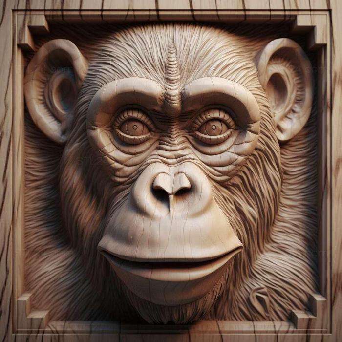 Nature and animals (st Nim Chimpsky famous animal 3, NATURE_4359) 3D models for cnc