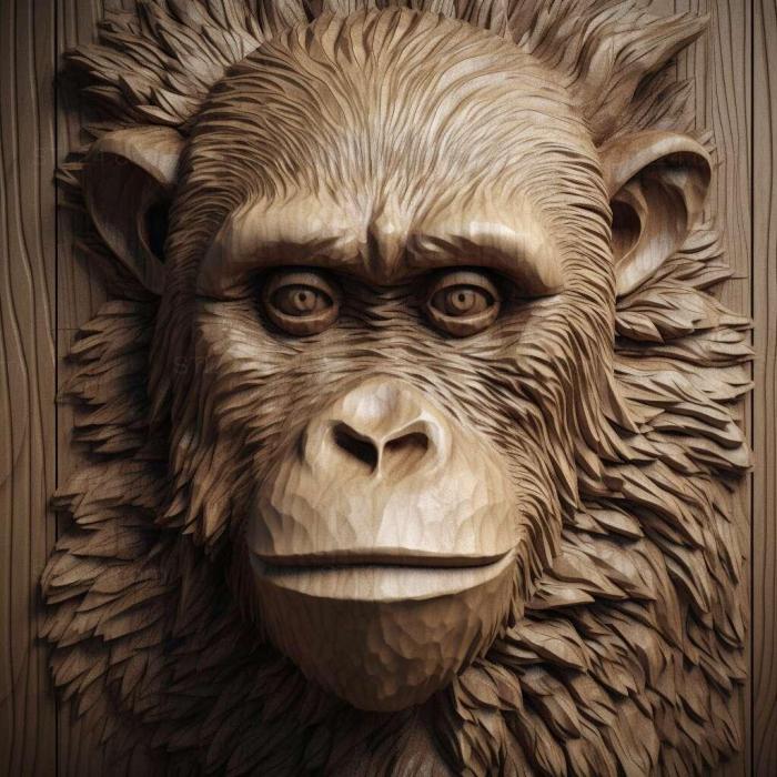 Nature and animals (st Nim Chimpsky famous animal 4, NATURE_4360) 3D models for cnc