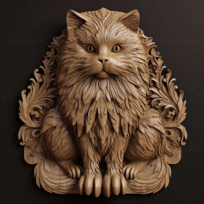 Природа и животные (Сент-Айл-оф-Мэн Длинношерстная кошка 2, NATURE_4394) 3D модель для ЧПУ станка