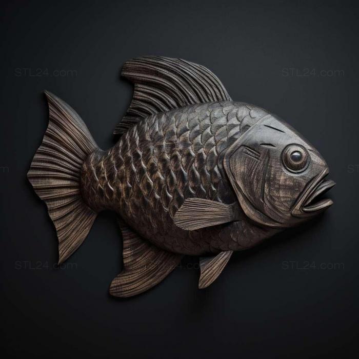 Природа и животные (Черная рыба барбус 2, NATURE_4414) 3D модель для ЧПУ станка