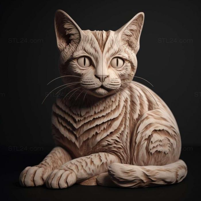 Природа и животные (Американская жесткошерстная кошка 1, NATURE_4429) 3D модель для ЧПУ станка