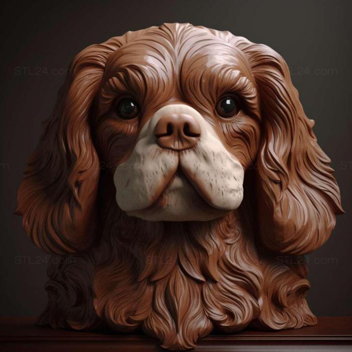 Nature and animals (King Charles Spaniel dog 2, NATURE_4454) 3D models for cnc