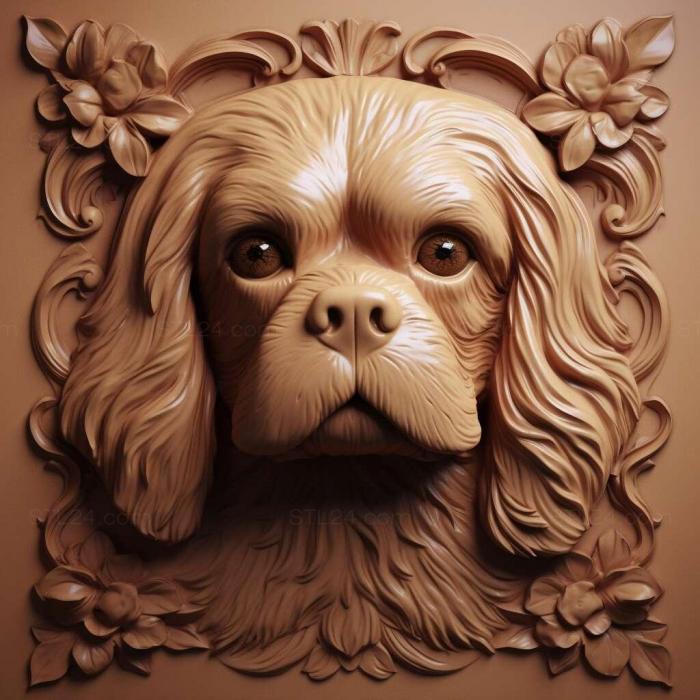 Nature and animals (st King Charles Spaniel dog 4, NATURE_4460) 3D models for cnc
