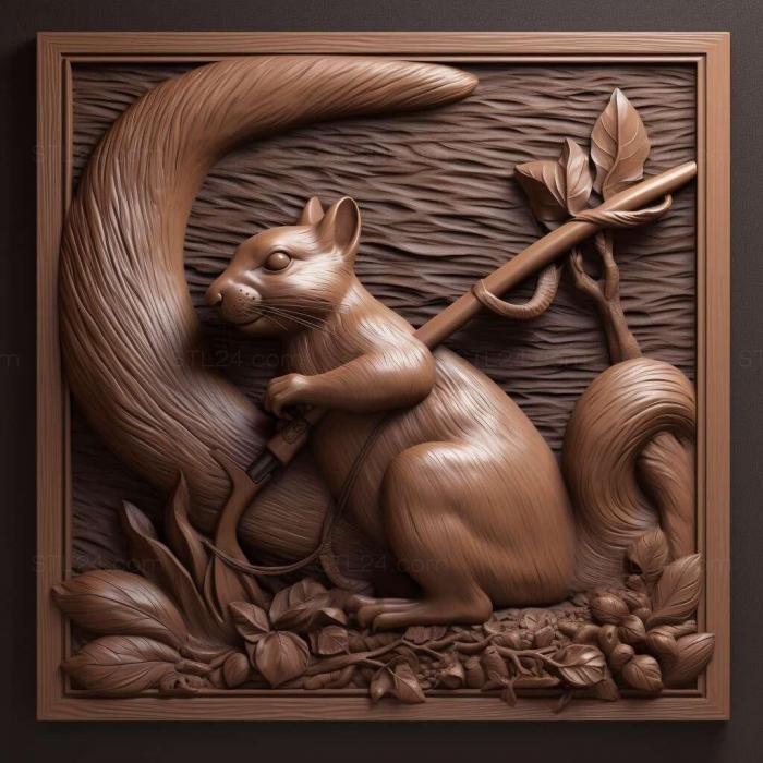 Nature and animals (Squirrel and Arrow famous animal 1, NATURE_4565) 3D models for cnc