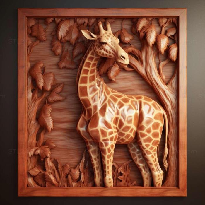 Природа и животные (Луговой жираф известное животное 1, NATURE_457) 3D модель для ЧПУ станка