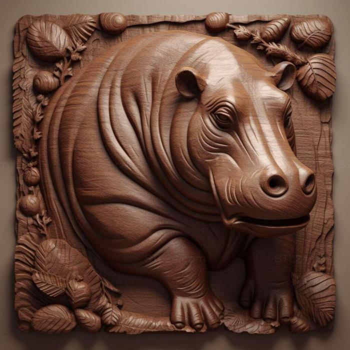 Nature and animals (Allenton Hippopotamus famous animal 2, NATURE_4574) 3D models for cnc