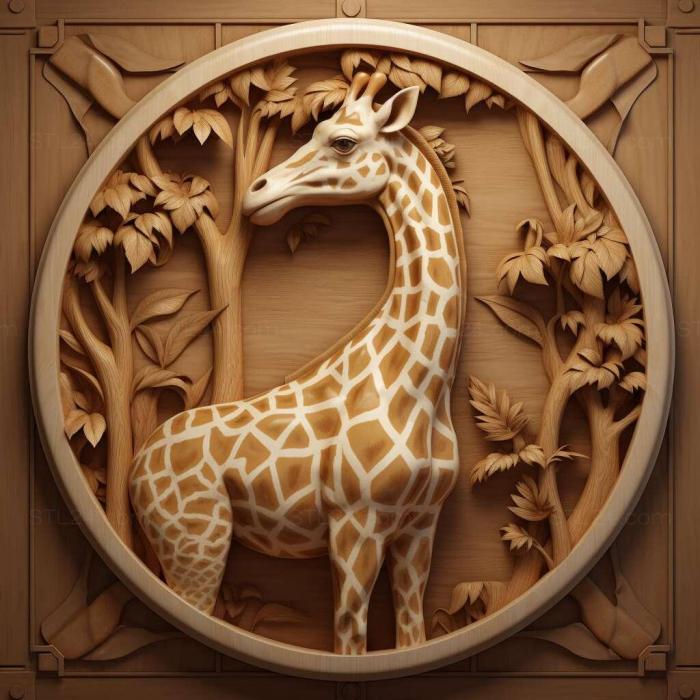 Природа и животные (Луговой жираф знаменитое животное 3, NATURE_459) 3D модель для ЧПУ станка