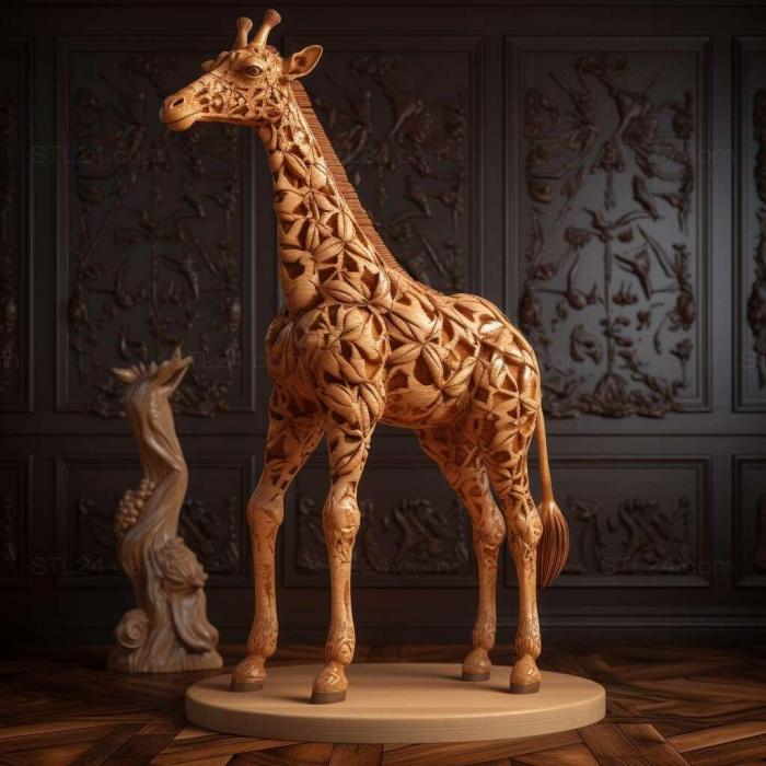 Природа и животные (Луговой жираф знаменитое животное 4, NATURE_460) 3D модель для ЧПУ станка