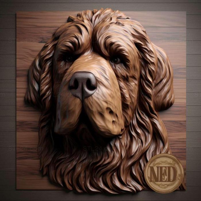 Природа и животные (Собака породы ньюфаундленд собака 1, NATURE_4693) 3D модель для ЧПУ станка
