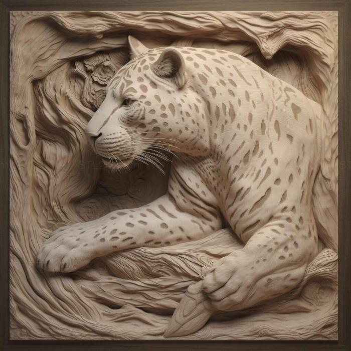 Nature and animals (Panthera pardus spelaea 4, NATURE_4704) 3D models for cnc