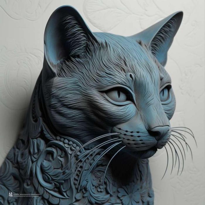 Nature and animals (st Russian Blue cat 2, NATURE_4754) 3D models for cnc