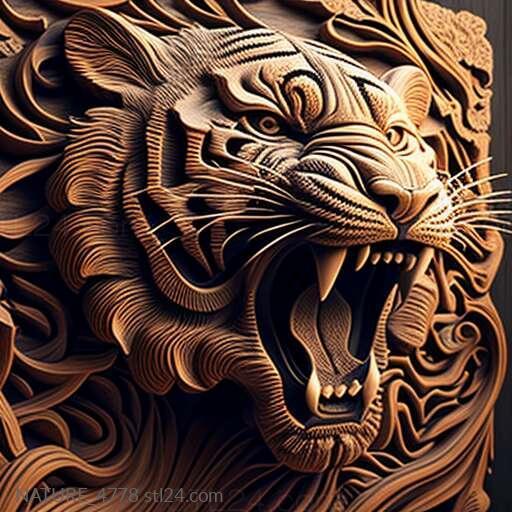 Nature and animals (st Fierce tiger famous animal 2, NATURE_4778) 3D models for cnc