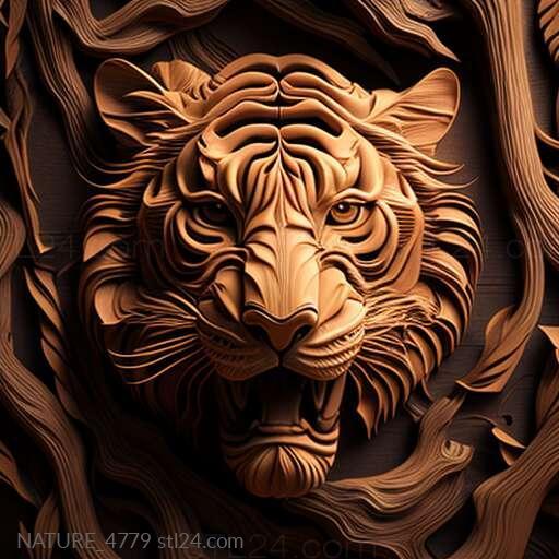Nature and animals (st Fierce tiger famous animal 3, NATURE_4779) 3D models for cnc