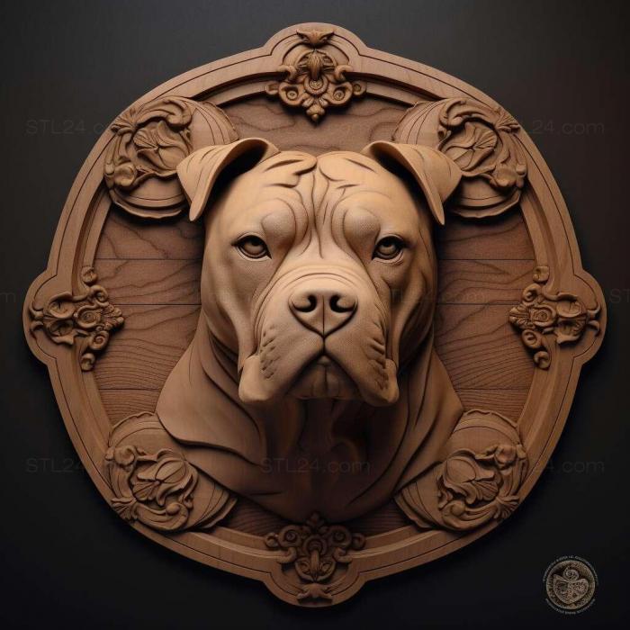 Nature and animals (st American Staffordshire Terrier dog 4, NATURE_480) 3D models for cnc