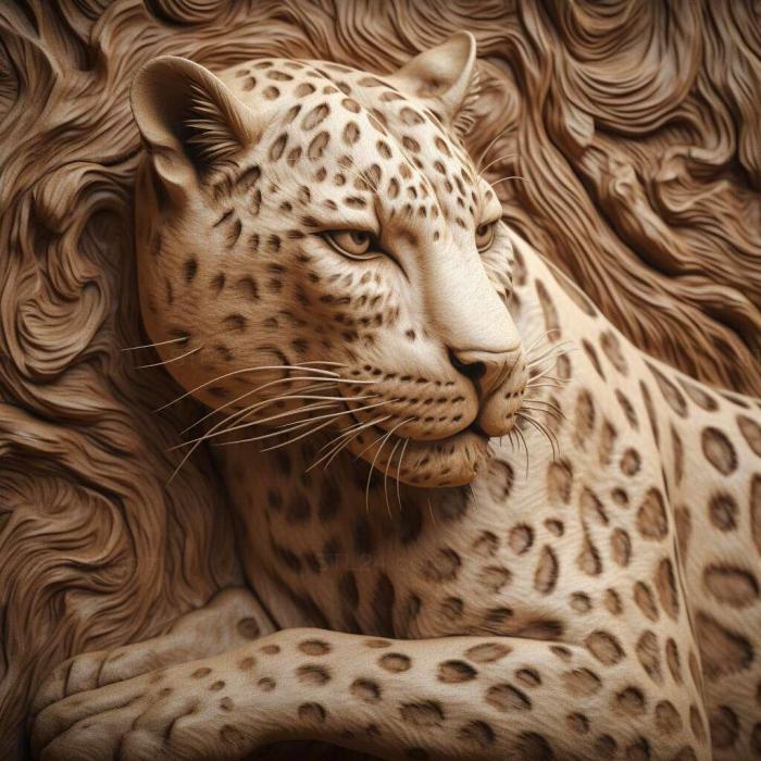 Nature and animals (Leopardus braccatus 1, NATURE_4809) 3D models for cnc
