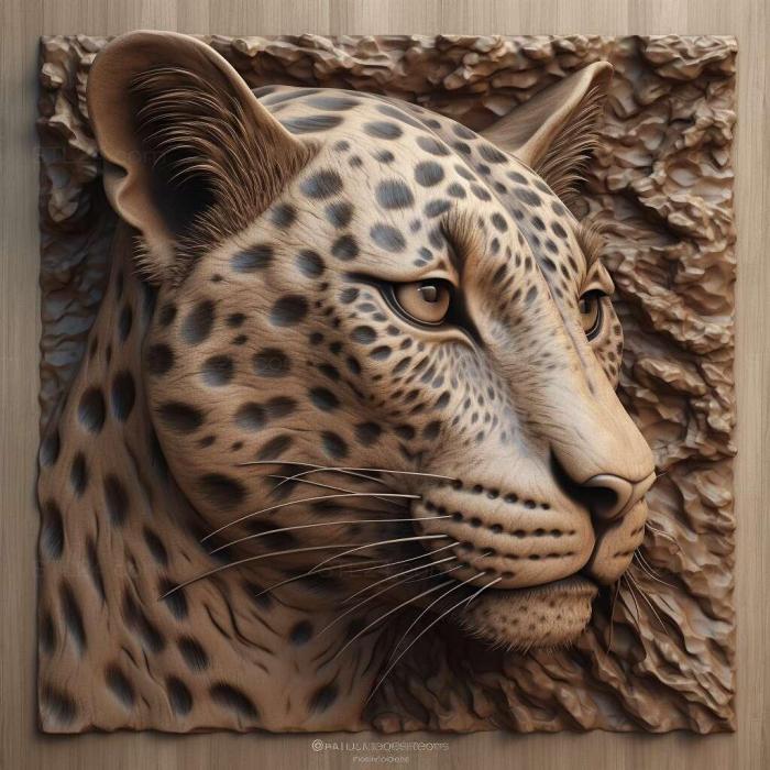 Nature and animals (Leopardus braccatus 2, NATURE_4810) 3D models for cnc