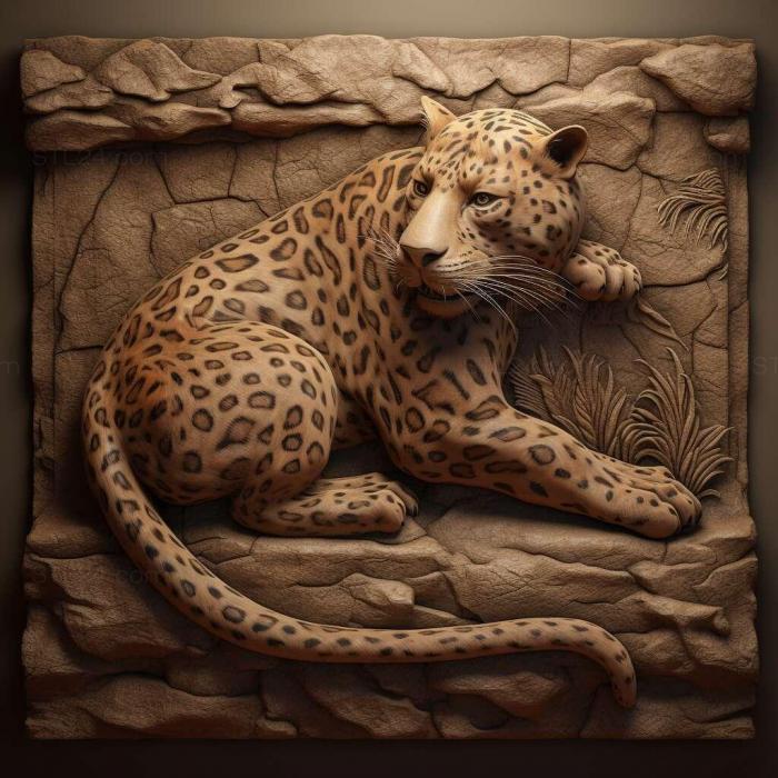 Nature and animals (Leopardus braccatus 4, NATURE_4812) 3D models for cnc