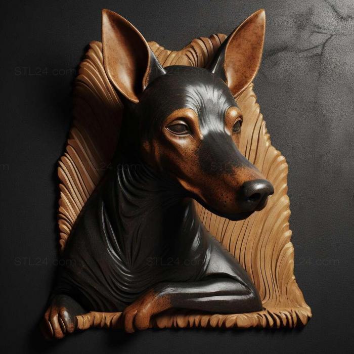 Природа и животные (Собака манчестерского терьера 2, NATURE_482) 3D модель для ЧПУ станка