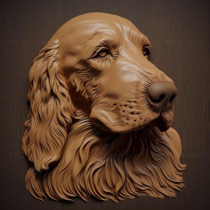 Природа и животные (Шотландский сеттер собака 3, NATURE_4823) 3D модель для ЧПУ станка