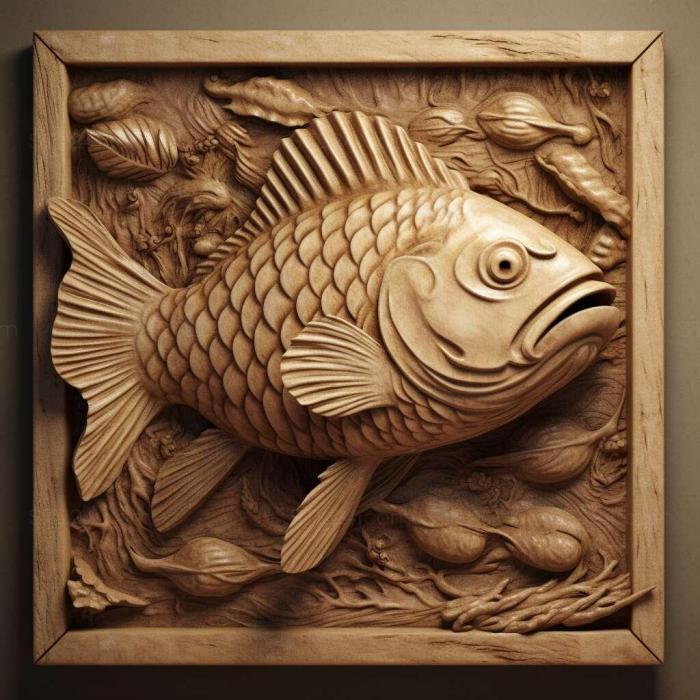 Природа и животные (Рыба - псевдоанкистра 1, NATURE_4873) 3D модель для ЧПУ станка