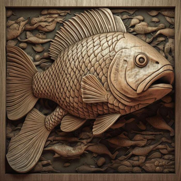 Природа и животные (Рыба- псевдоанкистра 3, NATURE_4875) 3D модель для ЧПУ станка