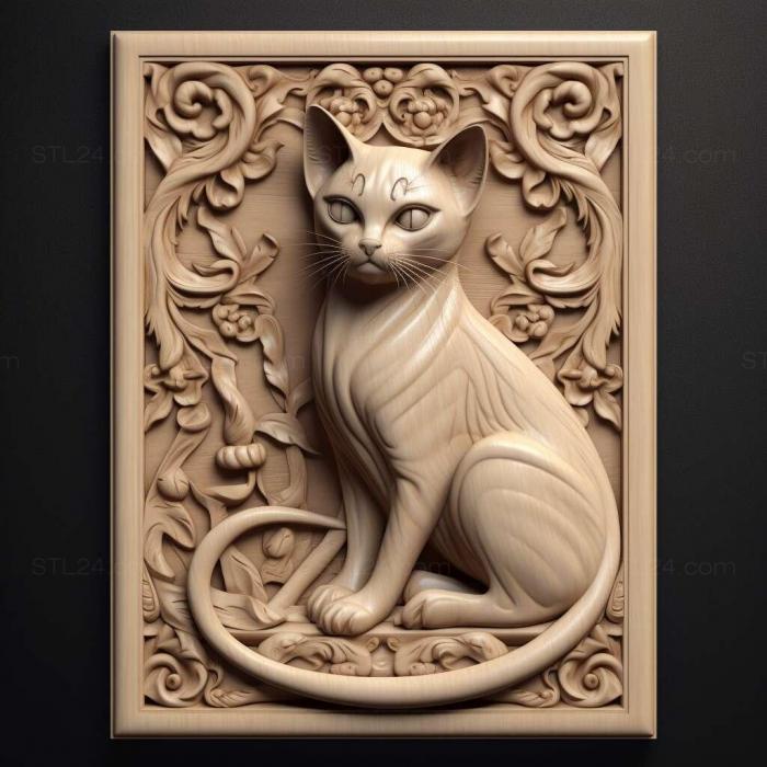Nature and animals (st Traditional Siamese cat 1, NATURE_4957) 3D models for cnc