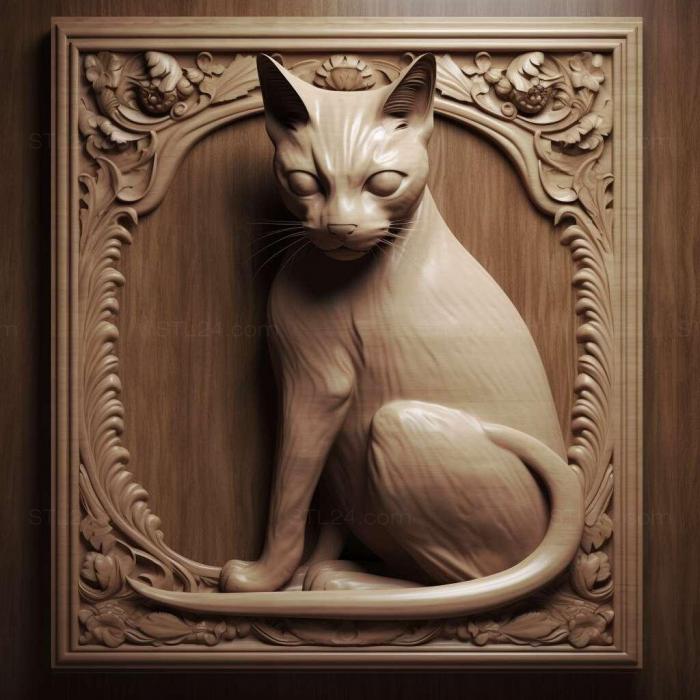 Природа и животные (Св. Традиционная сиамская кошка 3, NATURE_4959) 3D модель для ЧПУ станка
