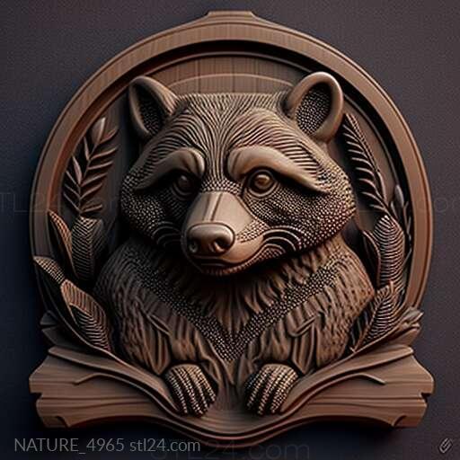 Nature and animals (st Raccoon from Kherson famous animal 1, NATURE_4965) 3D models for cnc