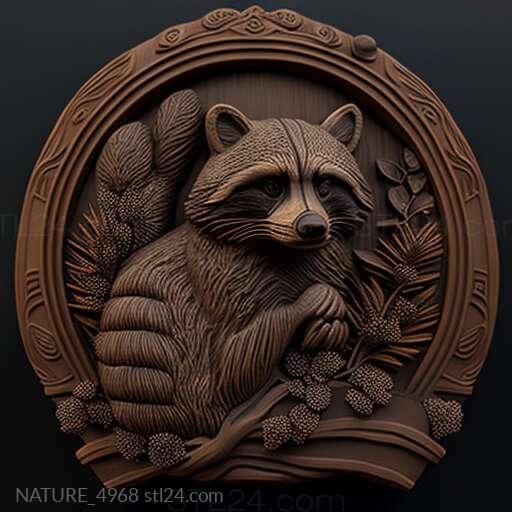 Nature and animals (st Raccoon from Kherson famous animal 4, NATURE_4968) 3D models for cnc