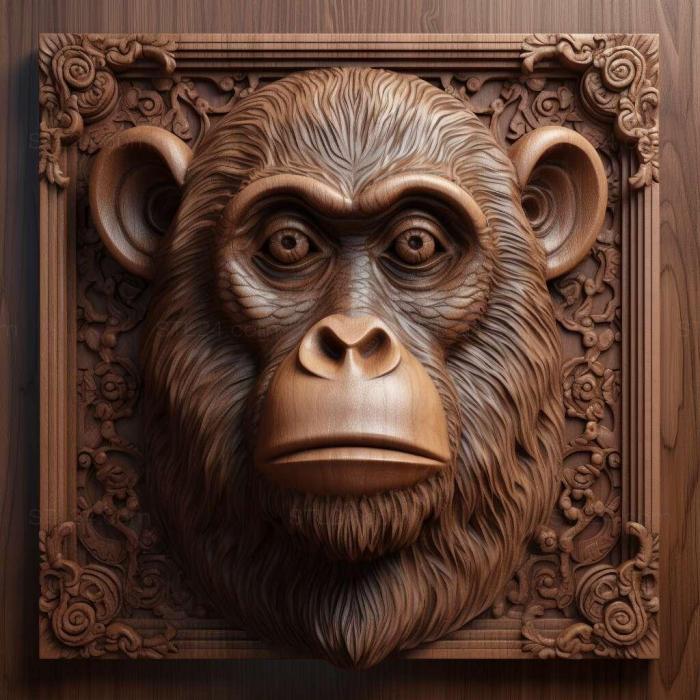 Nature and animals (Briches monkey famous animal 1, NATURE_5041) 3D models for cnc