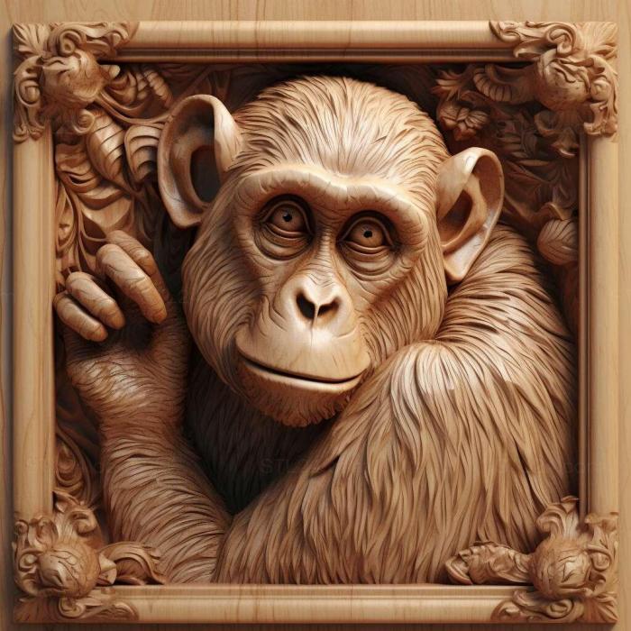 Nature and animals (Briches monkey famous animal 2, NATURE_5042) 3D models for cnc