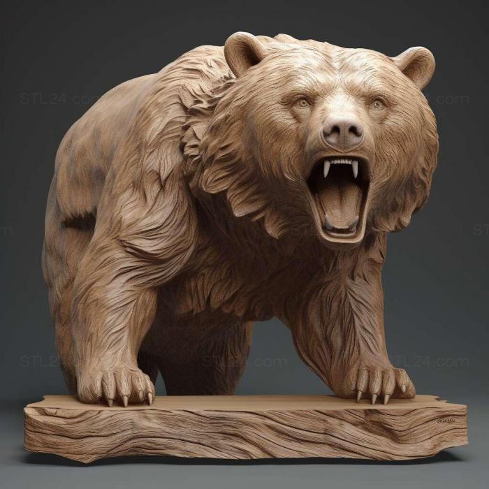Nature and animals (Grizzly on stand 1, NATURE_5085) 3D models for cnc